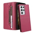 thumbnail image 2 of For Samsung Galaxy S21 Ultra Flip Wallet Case,[RFID Blocking]PU Leather Magnetic Folio Cover,With Card Slots,Flip Folding Kickstand,Shockproof TPU Anti-fall Rugged Phone Case Cover,Red, 2 of 9