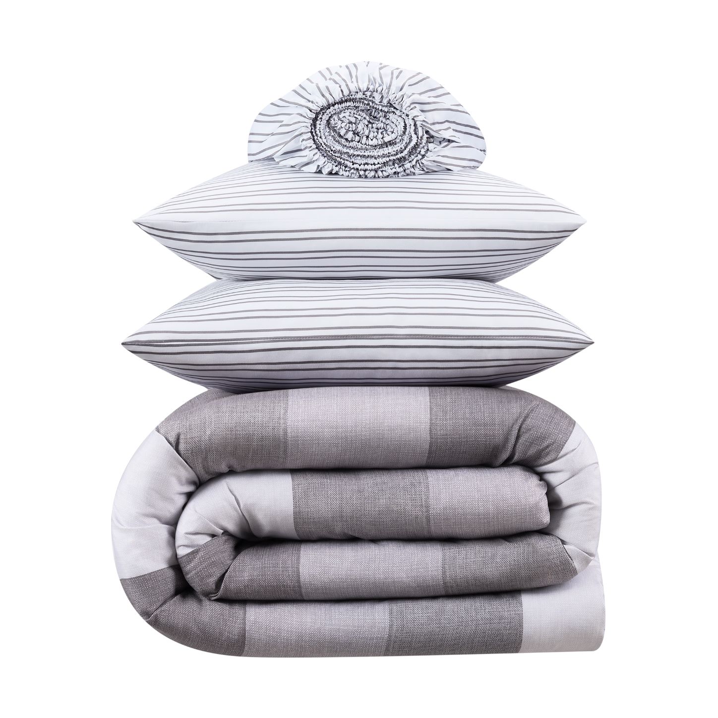 Serta Simply Clean 7-Piece Billy Neutral Textured Stripe Bed in a Bag, King