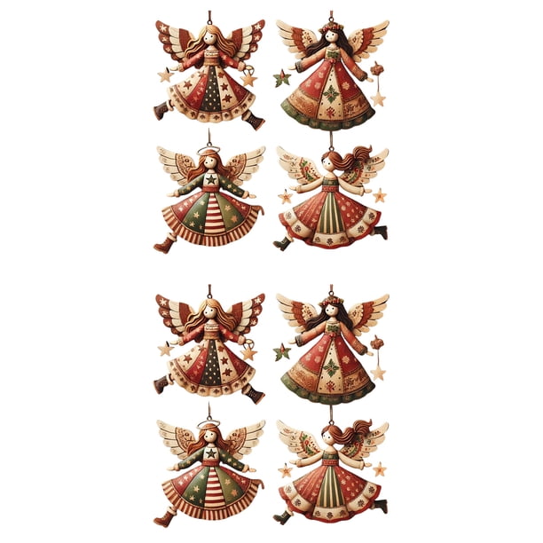 Adornos navideños de madera con forma de ángel. Adornos rústicos de estilo granja con forma de ángel. Adornos para colgar en el árbol de Navidad para decorar el hogar en Navidad.