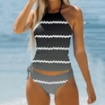 thumbnail image 2 of vigerkar Womens 2025 Fashion Stripes Print Lined Up Tankini Sets Swimsuits Bathing Suit Swimwear Grey, S, 2 of 5