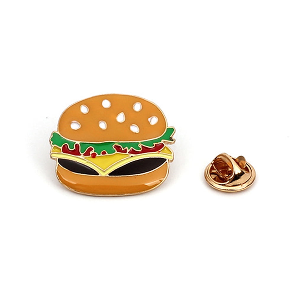 Novelty Eating Burger Pizza Hot Dog Series Cartoon Brooch Jewelry For Girl LA