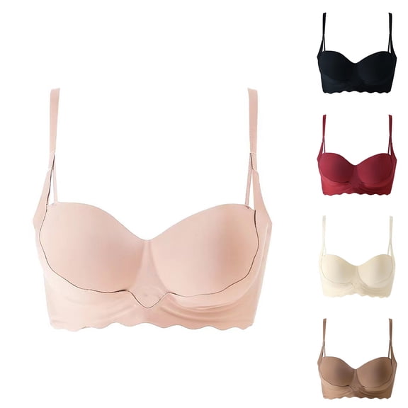 Swuxness Women's Push Up Wireless Bra, Womens Bras, Women Solid Color Lightweight Push Up Support Comfortable Breathable Everyday Bra Red, 34/75AB