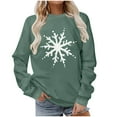 thumbnail image 4 of SYMOID Womens Green Snowflake Sweatshirt, Vintage Christmas Cotton Sweatshirt, Loose Fit Crew Neck Long Sleeve, Size S-XXL,Size L, 4 of 6