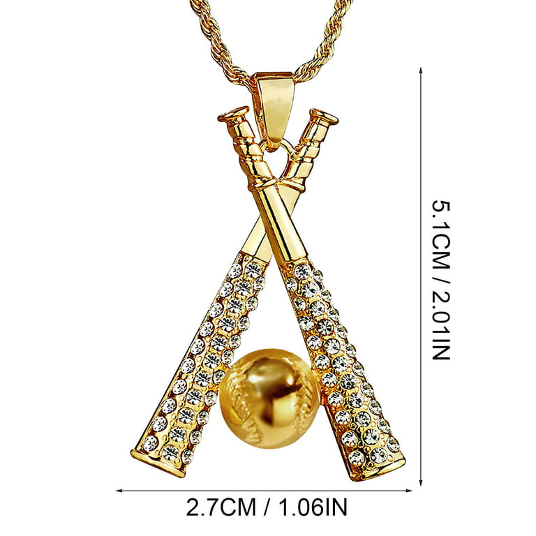 Baseball Bat Full Gold Plated Necklace Stainless Steel Baseball Bat Necklace Jewelry Man Jewelry Necklaces with A Chain Pendant Womens Necklace Chains