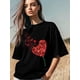 thumbnail image 3 of Camiseta de mujer, camisetas de manga corta, camisetas casuales, camiseta de cuello redondo con corazones rojos para el Día de San Valentín para mujer, 3 of 8