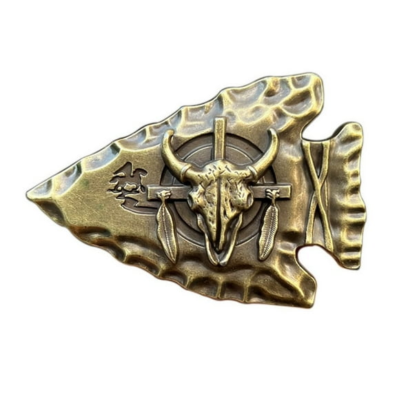 Fachoice Bull Head Skull Belt Buckle for Men Bull Skull Arrowhead Belt Buckle, Tribal Bull Skull Feather Belt Buckle
