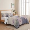 thumbnail image 5 of Full Quilt Set 78''x90'', Watercolor Lavender Lightweight Bedspread Coverlet Set with 2 Pillow Shams, Country Spring Field Leaf Wildflower Breathable All Season Quilt Bedding for Bedroom/Guest Room, 5 of 9