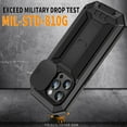 thumbnail image 7 of Allytech Rugged Case for iPhone 16 Pro with Screen Protector & Camera Lens Sliding Cover, Anti-Drop Dustproof Hidden Kickstand Heavy Duty Triple-Layer Protection Shell, Black, 7 of 7