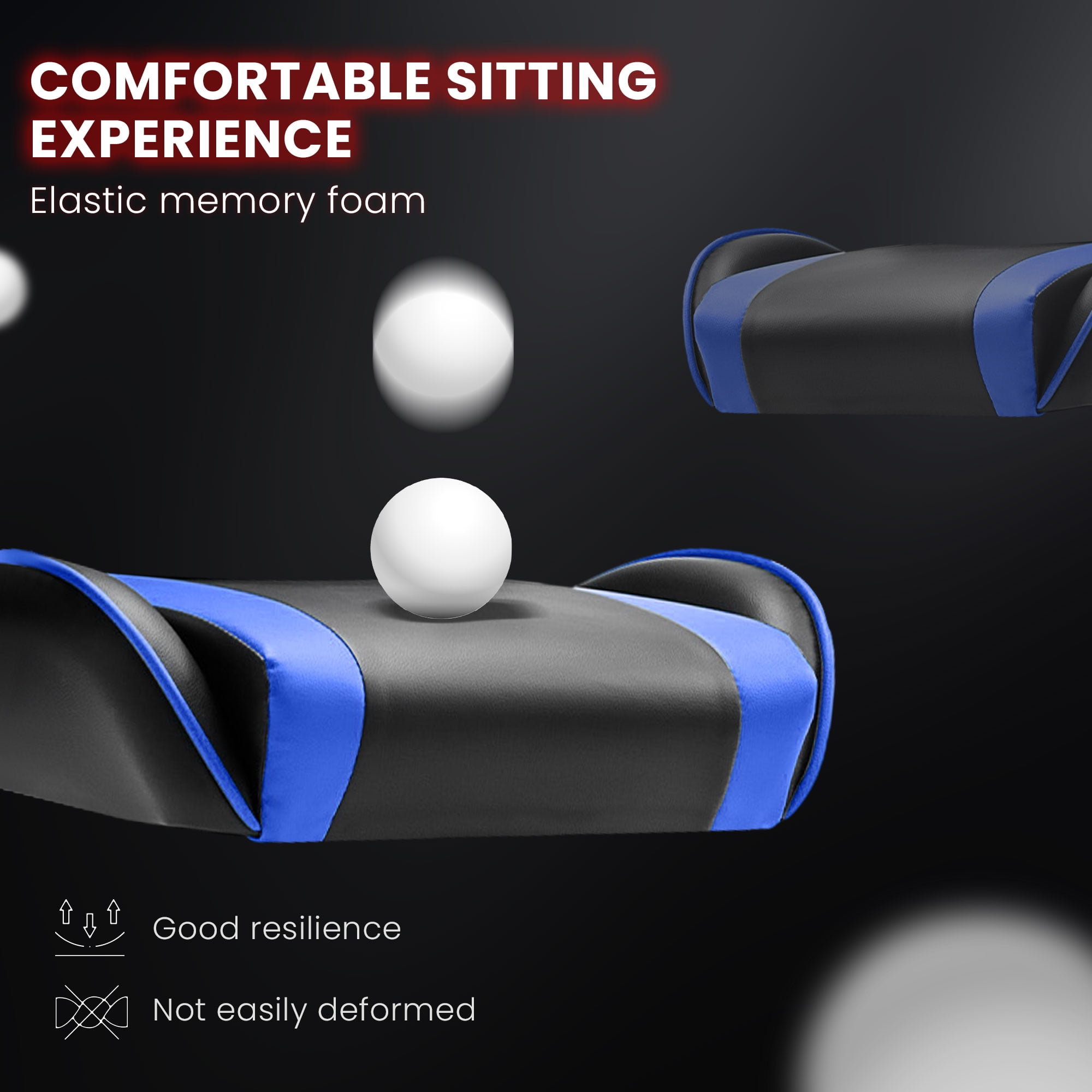 JONPONY Big and Tall Gaming Chair, Ergonomic Design, Gamer Chair PU Leather with Footrest and Lumbar Support, High Back Office Chair Support 8 Hours Long Sitting, Computer Chair,Black Blue