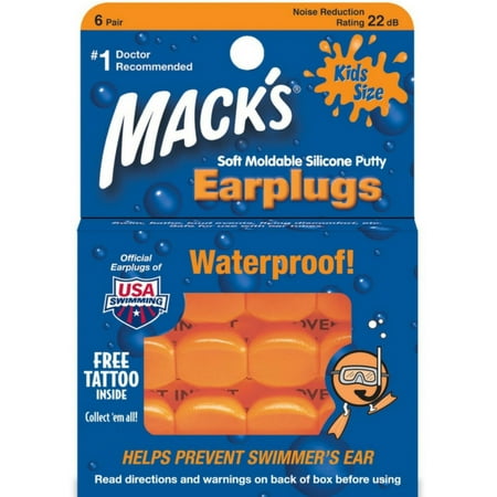 Mack's Kids Size Soft Moldable Silicone Ear Plugs 6