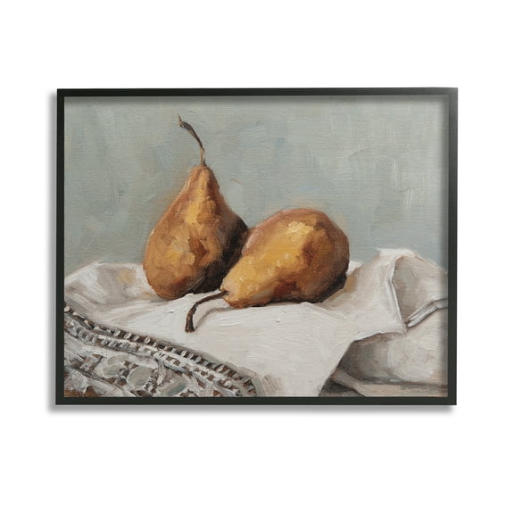 Stupell Industries Traditional Pears Still Life Food & Beverage Painting Black Framed Art Print Wall Art, 14 x 11
