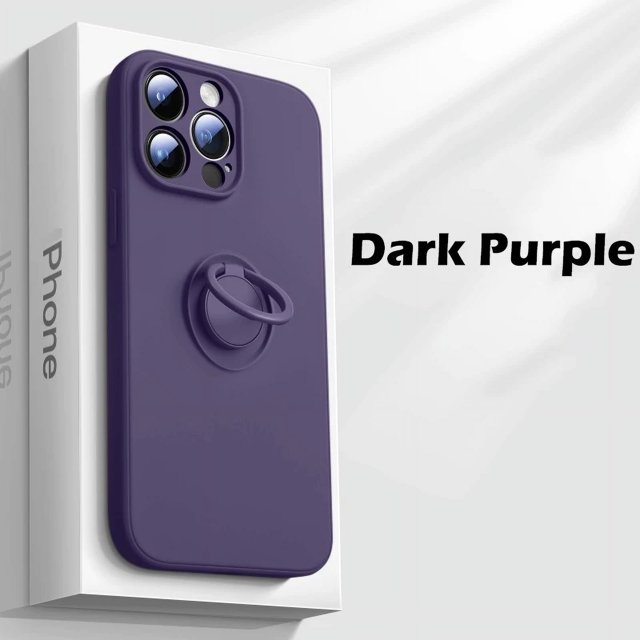 Luxury Liquid Silicone Magnetic Cases For iPhone 15 14 13 12 11 16 Pro Max XS XR 13 Mini 16 Plus Soft Cover With Ring Holder DarkPurple For iphone7 8
