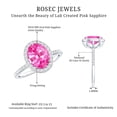 thumbnail image 5 of Rosec Jewels Oval Cut Lab Created Pink Sapphire Ring with Diamond Halo for Women - AAAA Grade, 925 Sterling Silver, US 11.50, 5 of 8
