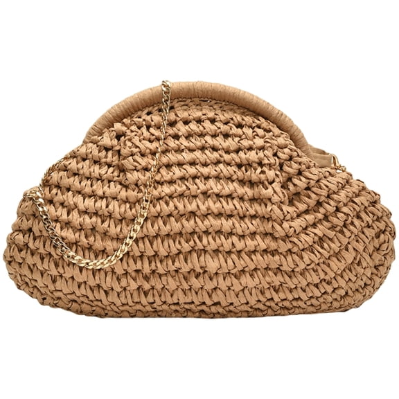 Ladies' Travel Essential Straw Clutch Bag with Adjustable Strap Crossbody Handbag