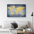 thumbnail image 2 of PixonSign Canvas Print Wall Art Gold Continents on Blue World Map Landscape Islands Digital Art Modern Art Contemporary Aerial Colorful Multicolor Warm for Living Room, Bedroom, Office - 16"x24", 2 of 5