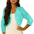 thumbnail image 7 of Purcolt Women's Sheer Floral Lace Cropped Cardigan Elegant Long Sleeve Open Front Shrug Top Summer Casual Jackets for Evening Dresses, 7 of 7