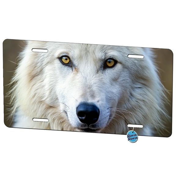 White Wolf Metal Novelty License Plate