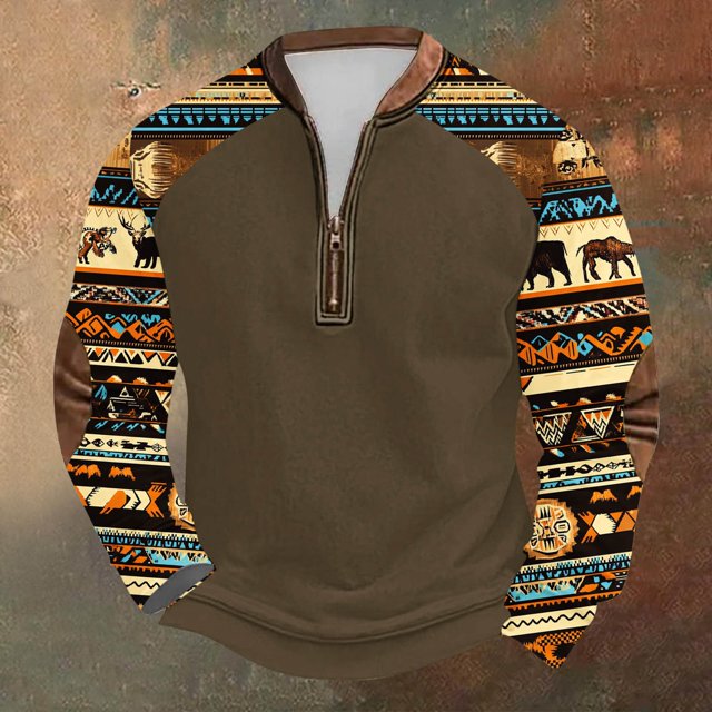 Blusas y camisas de manga larga con cuello redondo para hombre Sudadera con puños en los hombros estampada para hombre Blusa de poliéster de manga larga con cuello redondo para hombre