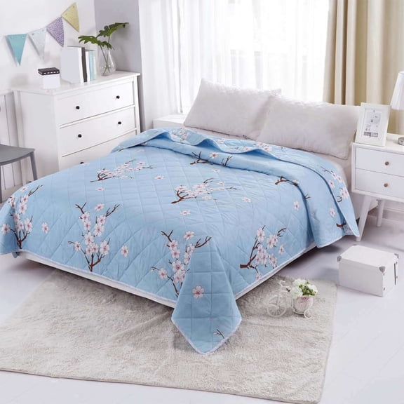Quilt Bedding - Summer Quilt Lightweight Microfiber Bedspread - Wintersweet Pattern Bedding Coverlet for All Season (39.37x59.05in)