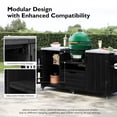 thumbnail image 6 of K&K 66.5" Outdoor Kitchen Island Grill Cart, Solid Wood, Stainless Steel Top, for Big Green Egg & Kamado Joe, Black, 6 of 27
