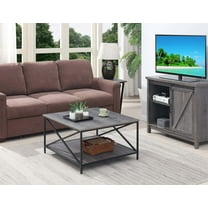 Convenience Concepts Tucson Metal Square Coffee Table with Shelf, Weathered Gray/Black