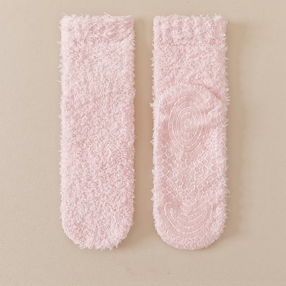 Dwellite Womens Fuzzy Socks Slipper Fluffy Cozy Comfy Plush Warm Winter Sleep Home Soft Socks Light pink