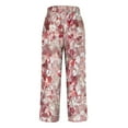 thumbnail image 5 of Karymi Trousers Pants for Women Casual Straight-Leg Print Long Ankle Length Long Pants Cotton Linen Fabric Skin-Friendly Breathable Loose Women Trousers with Pockets, 5 of 5