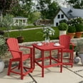 thumbnail image 2 of Wildridge Classic 3-Piece 36" High Counter Set, Cardinal Red - Outdoor Weather Resistant Recycled Plastic Furniture for Patio, 2 of 6