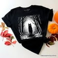 thumbnail image 6 of Haunted Forest Black Cat T-Shirt, Spooky Halloween Night Tee, 6 of 6