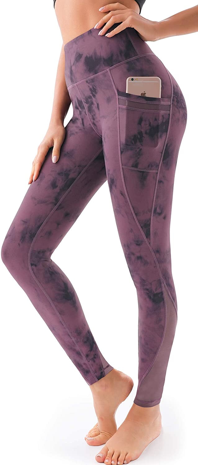 Women s Mesh Yoga Pants with 2 Pockets Non See Through High Waist Tummy  Control 4 Way Stretch Leggings - Walmart.com