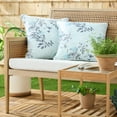 thumbnail image 2 of MARTHA STEWART Charming Foliage Indoor Outdoor Decorative Pillow 2-Pack Set, UV Fade Resistant, Water Repellent, Printed Floral Design, Aqua Blue, 18"x18", 2 of 9