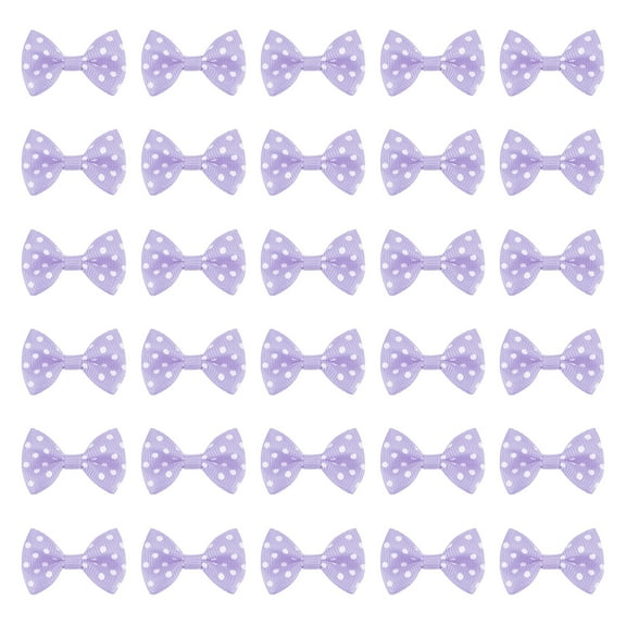 Uxcell 100 Pcs Light Purple White Dot Polka Dot Ribbon Bow Ties 1.5" x 1" Mini Bowknot for Crafting Little Satin Bows Bulk for DIY Sewing Scrapbooking Wedding Gift Present Home Decoration
