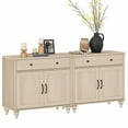 thumbnail image 4 of Light Beige Farmhouse TV Stand for 75 inch TV with 4 Doors and 2 Drawers, 4 of 6