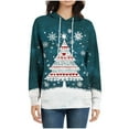 thumbnail image 4 of Hoodies for Women Christmas Pullover Sweatshirts Casual Long Sleeve Drawstring Hooded Tops with Pocket Holiday Cozy Fall Tunic Top, 4 of 6