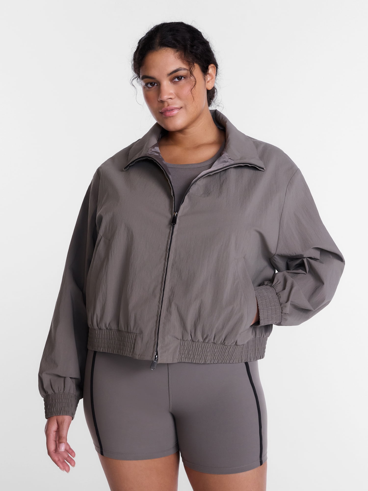 Avia Women's Funnel Neck Jacket with Long Sleeves, Sizes XS-XXXL