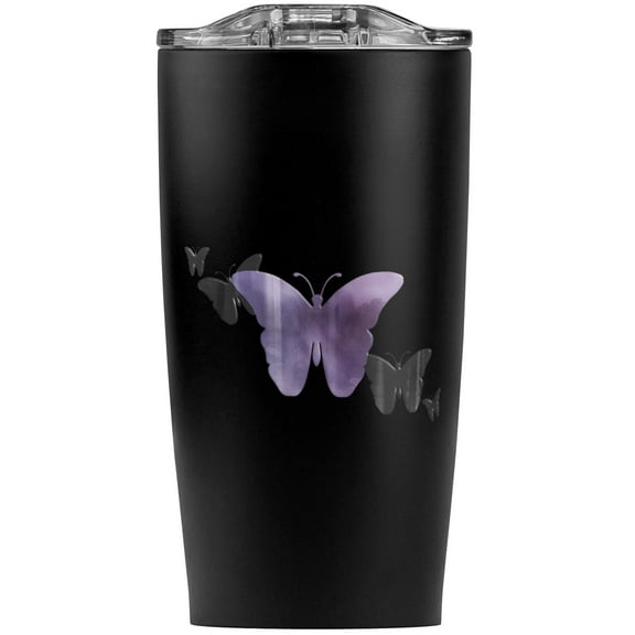 Purple Butterfly Watercolor Silhouette Stainless Steel 20 oz Travel Tumbler, Vacuum Insulated & Double Wall with Leakproof Sliding Lid | Great for Coffee/Hot Drinks and Cold Beverages