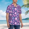 thumbnail image 3 of Zufioo mushroom rainbow color Skull Hawaiian Shirt for Men,Beach Shirts Tropical Vacation Shirts,Sleeve Casual Button Down Shirt with Pocket for Travel,Beach,Party,daily,XX-Large, 3 of 7