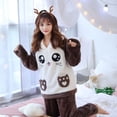 thumbnail image 4 of Pijamas de franela de manga larga para mujer de otoño e invierno, lindos pijamas de felpa de estilo coreano, conjunto de ropa para el hogar de vellón coral de invierno grueso, 4 of 4