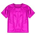 thumbnail image 4 of Hansber Kids Girls Metallic Short Sleeve T-Shirt and Harem Pants Set Jazz Hip Hop Latin Performance Dancewear Hot Pink 2-3, 4 of 7