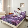 thumbnail image 4 of Feelyou Gothic Spider Teens Queen Sheet Sets, Dreamy Purple Animal Flat Sheet, Valentine's Day Rose Floral Queen Fitted Sheet, Lightweight Room Decor, 4-Piece, 4 of 7