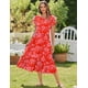 thumbnail image 2 of Vestido Zeagoo 2025 para mujer, manga corta, estampado floral rojo, talla M, 2 of 6