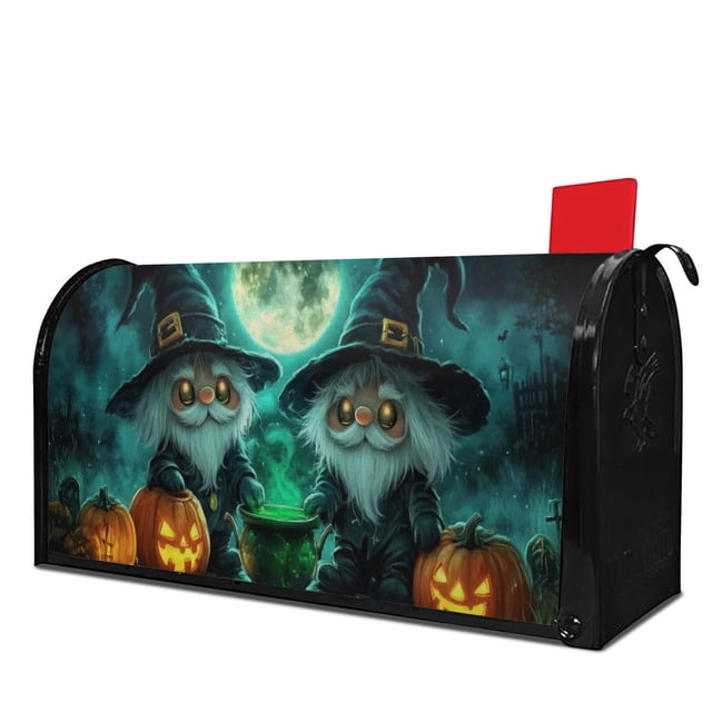 Happy Halloween Spooky Gnomes Short Mailbox Cover,Magnetic 21x25.5 Inch Mailboxwrap Water Proof Reusable Fall Welcome Post Letter Box Covers for Rustic Farmhouse Home Decorative