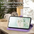 thumbnail image 3 of for Galaxy S21 5G Phone Case Wallet,S21 5G Wallet Case for Women,Emboss PU Leather Protective Cover Wrist Strap Zipper Card Holder Flip Phone Case for Samsung Galaxy S21 5G (Purple), 3 of 14