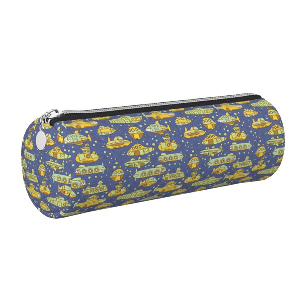 Disketp Cartoon Submarines Estuche Organizador de Lápices de Cuero, Estuche de Oficina con Cremallera para Bolígrafo y Lápiz
