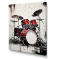 thumbnail image 2 of Designart "Deep Red Pulse Of Music Drums II" Music Canvas Art Print, 2 of 7