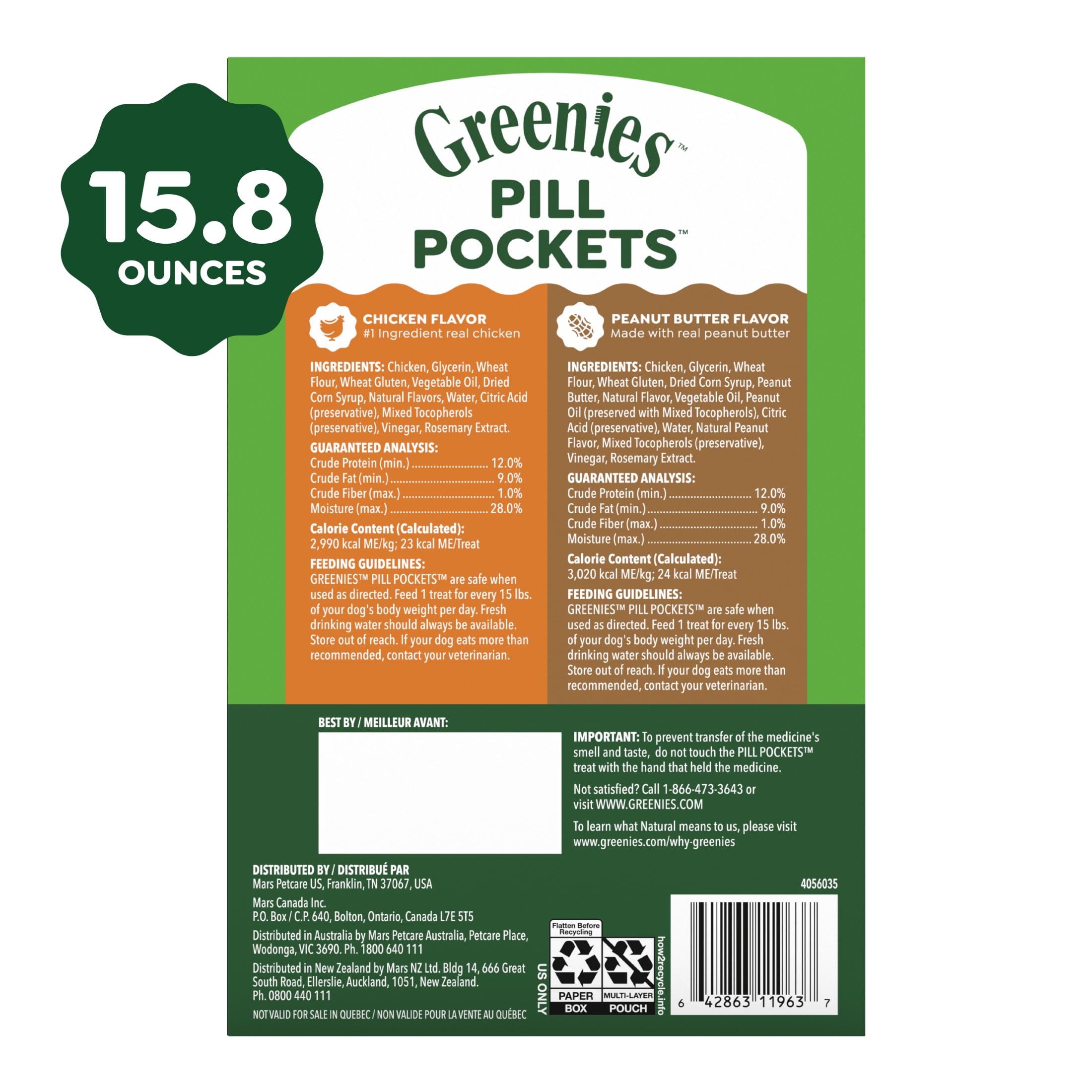 (2 pack) Greenies Pill Pockets for Dogs, Variety Pack, Large Size Soft Dog Treats, (2) 7.9 oz Pouches