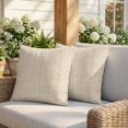 thumbnail image 3 of Pillow Covers 18x18 Set of 2, Beige Rustic Square Throw Pillow Covers for Couch/Sofa/Living Room, Vintage Farmhouse Beige Solid Color Decorative Soft Pillowcases for Couch Throw Pillows, 3 of 9