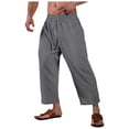 thumbnail image 1 of Zszcpp Linen Pants Men Long Brief Style Lace Up Solid Color Breathable Large Pocket Cropped Daily Trousers Casual Trouser, 1 of 5