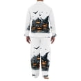 thumbnail image 4 of Dwelliawo Halloween Skull Print Pajamas Set Mens Pajamas Long Sleeve Loungewear Two-Piece Sleepwear Button-Down Pjs Set White XL, 4 of 4