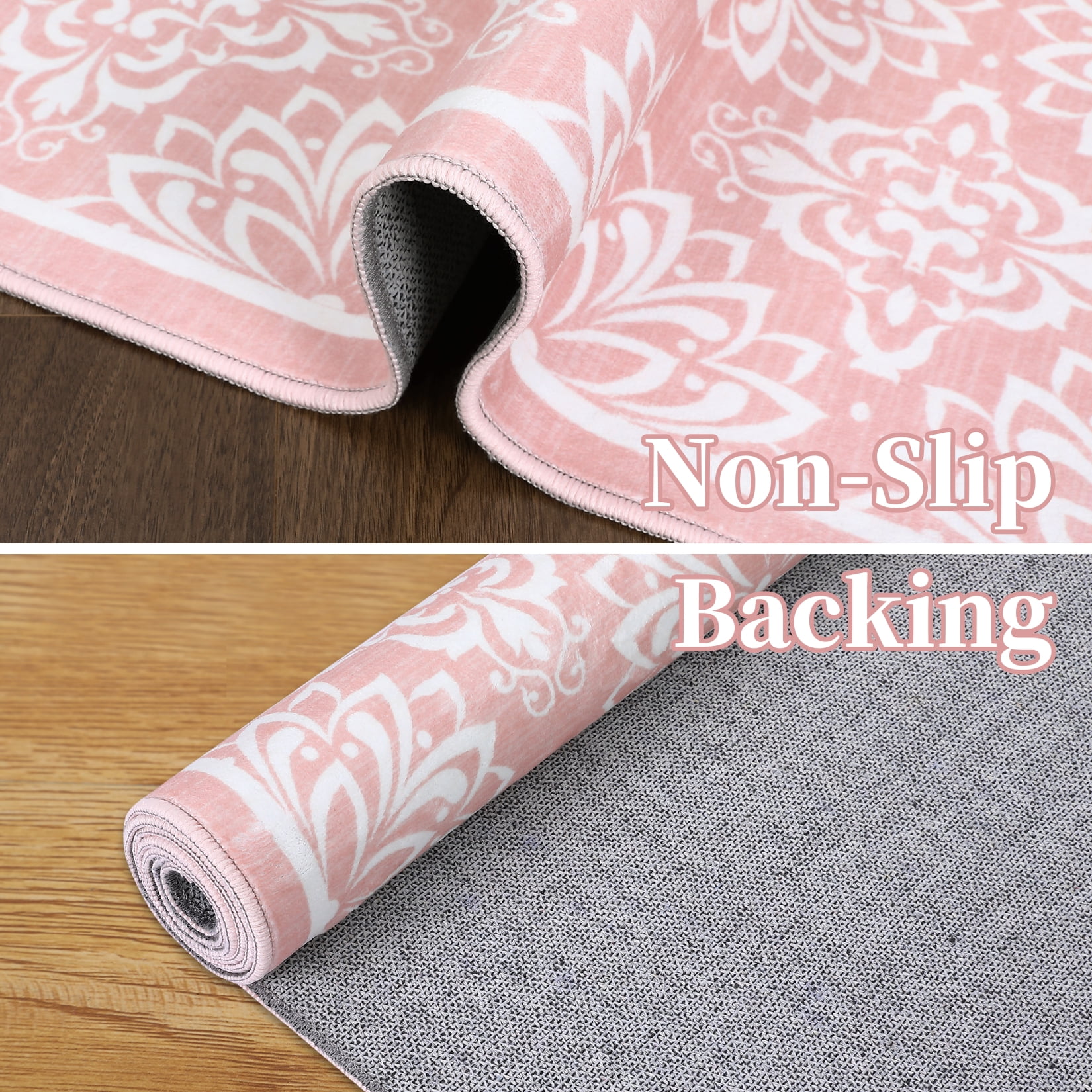 Hasoo 6' x 9' Area Rugs for Living Room Modern Austere European Area Rugs Machine Washable Rugs Bedroom Dining Room Kitchen Carpet Pink